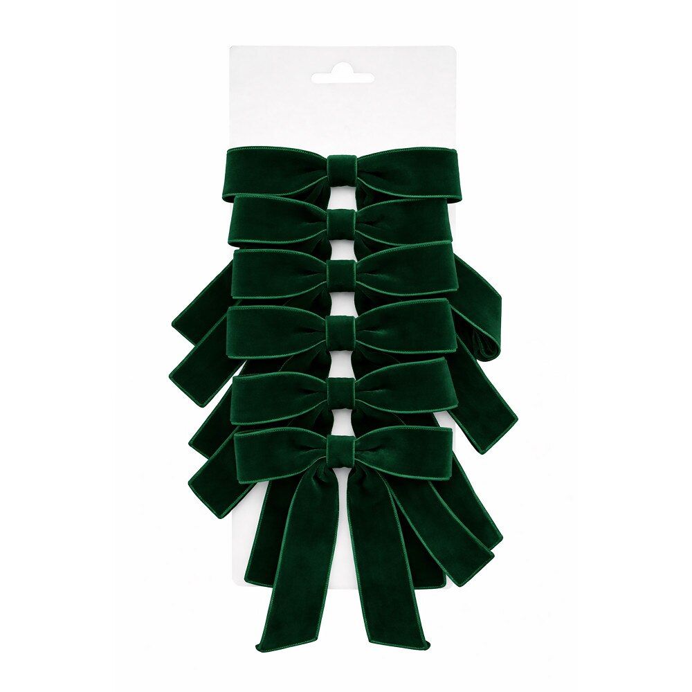 Velvet Bow | Dark Green/Set of 6