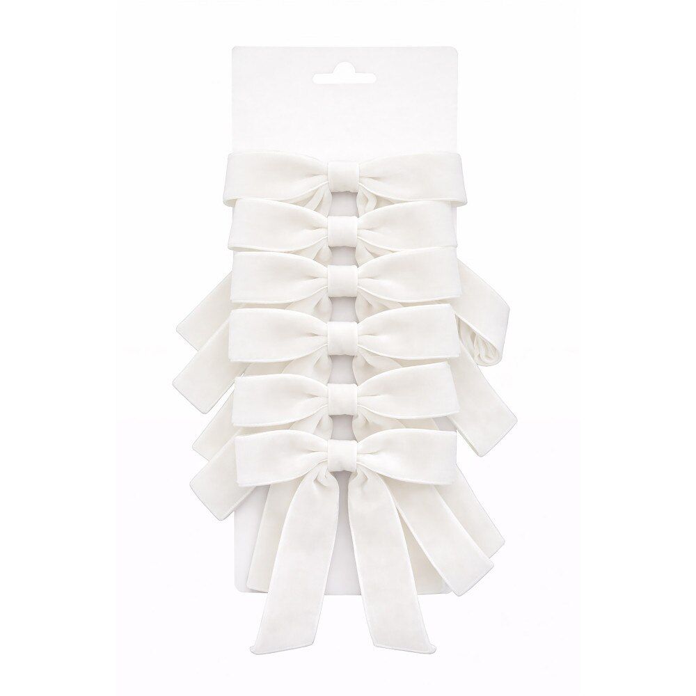 Velvet Bow | White/Set of 6