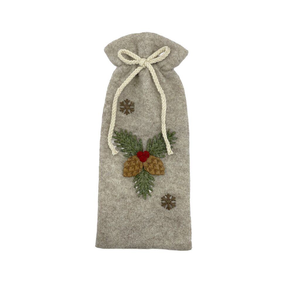 Felt Bottle Cover | Rustic Pine Cones