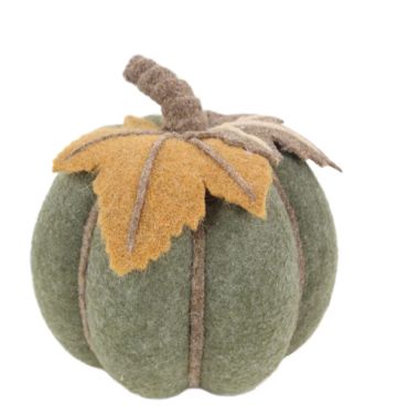 Round Pumpkin Decor | Moss Green/Tan