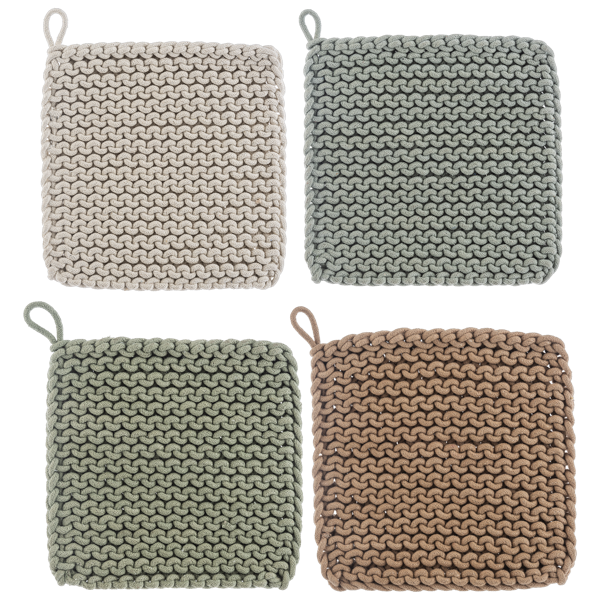 Crochet Pot Holder Blue/Green | 4 pc Set