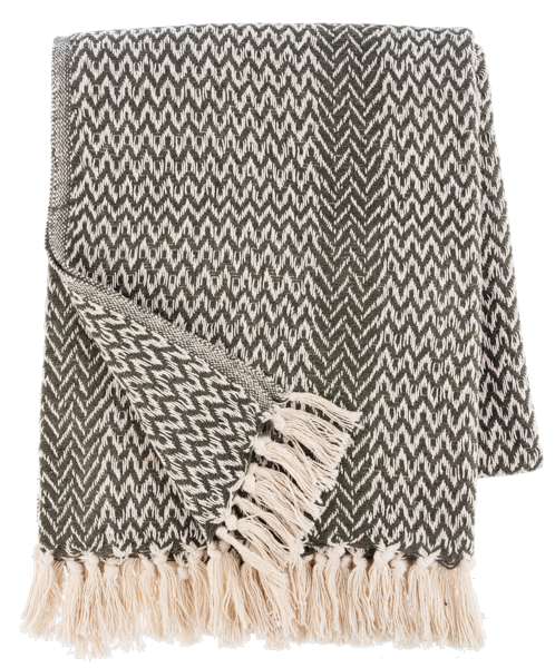 Dark Green Chevron | Woven Throw