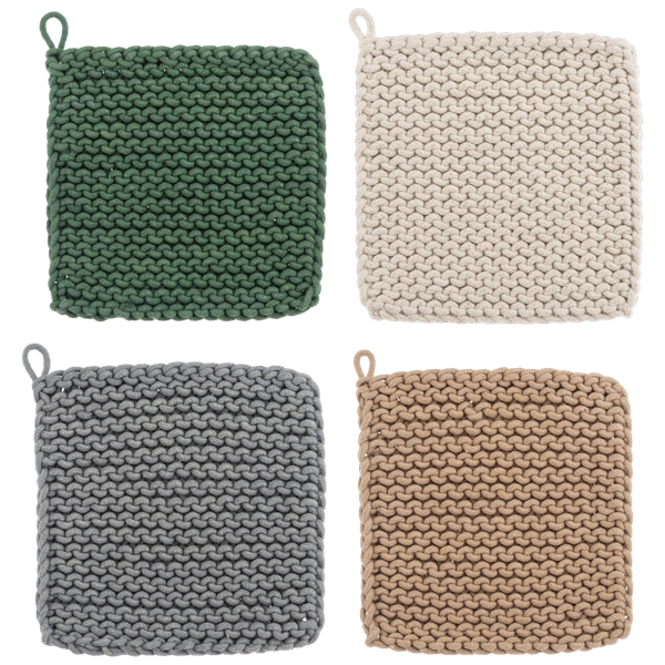 Cotton Crochet Pot Holder Assrtd | 4 pc Set