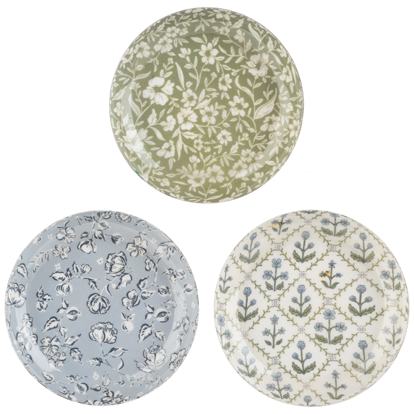 Round Vintage Floral Tidbit Plate