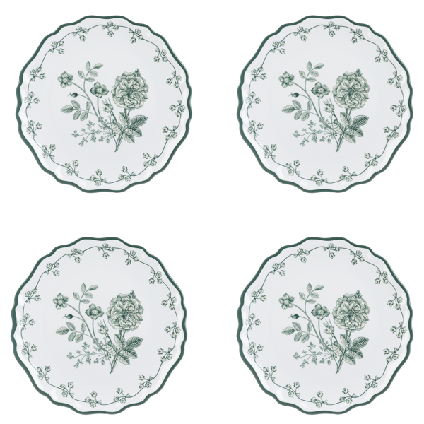 Green Botanical Salad Plate | Set of 4