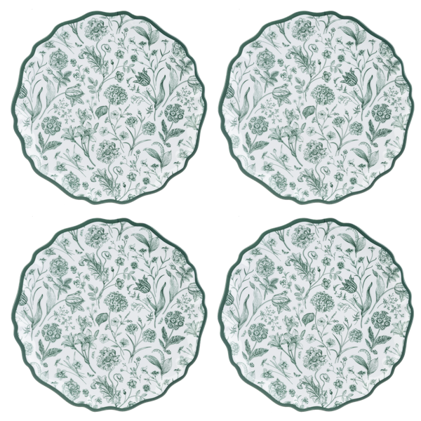 Green Botanical Dinner Plate | Set of 4