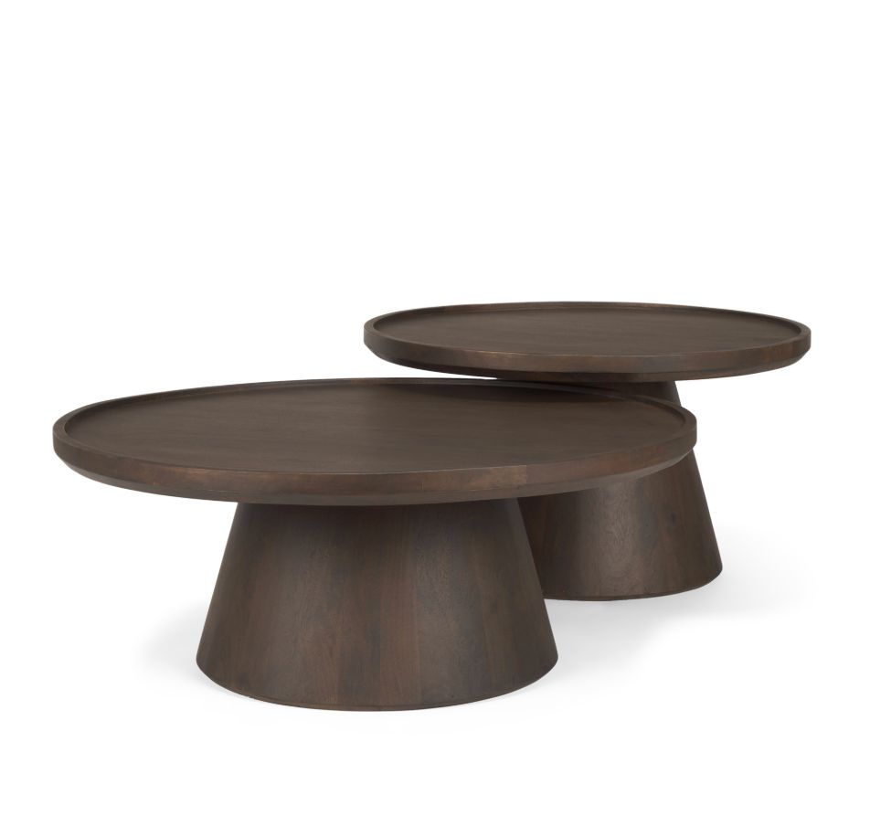Takoda Dark Brown Wood Nesting Coffee Table
