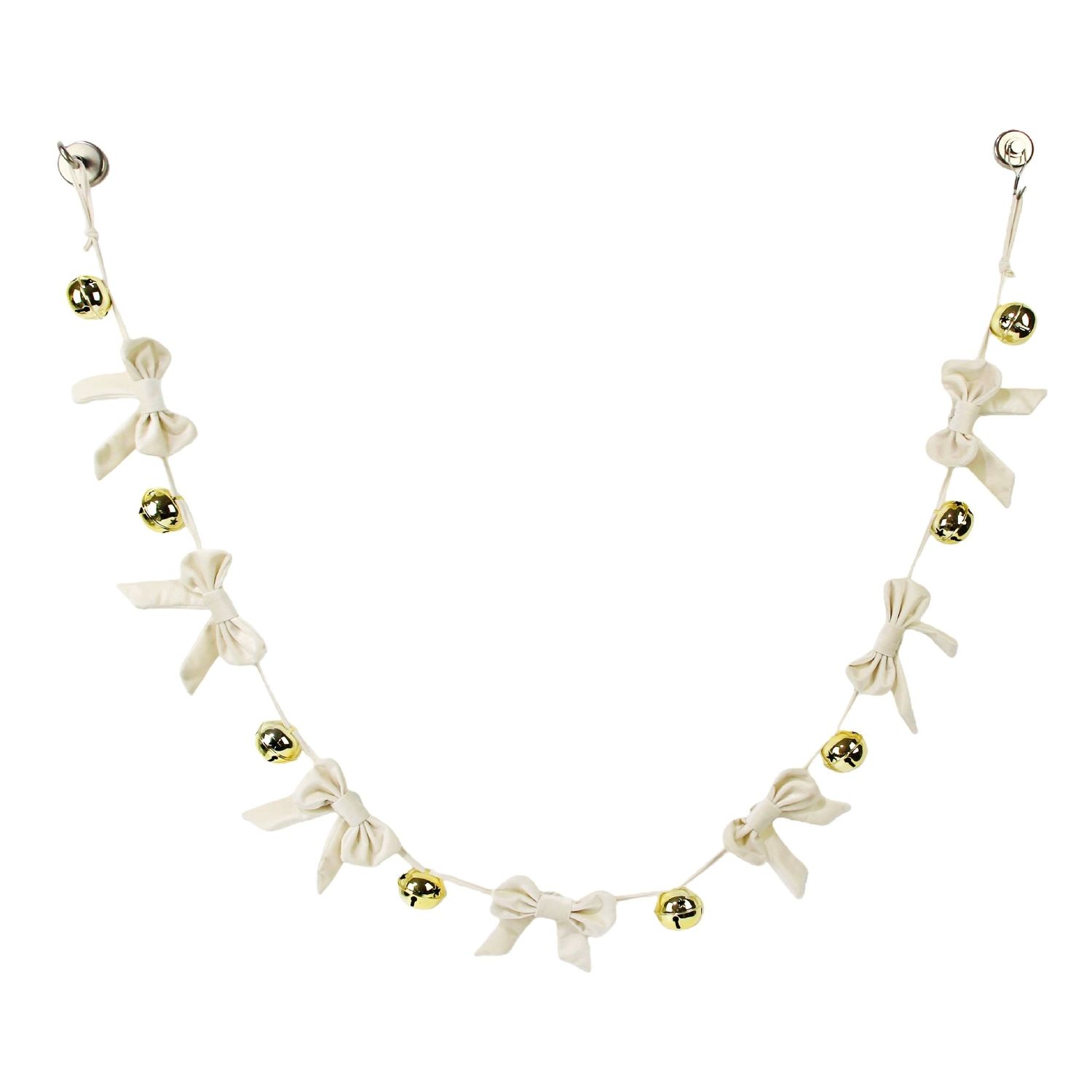 Velvet Bell-Bow Garland Cream/Gold | 6'