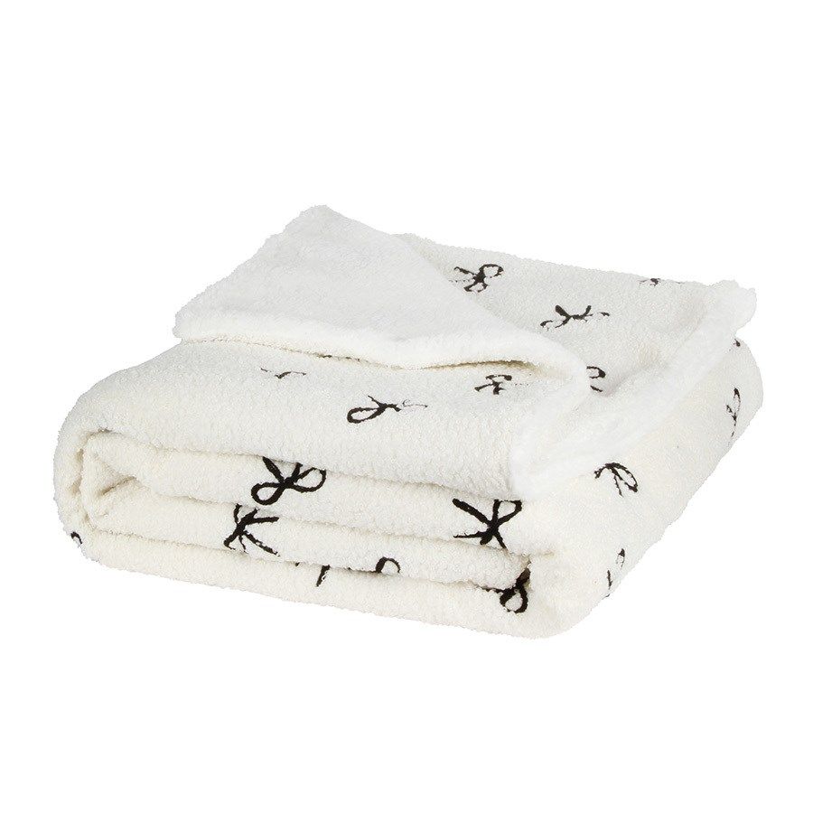 Reverse Throw w Textured Bows | Cream