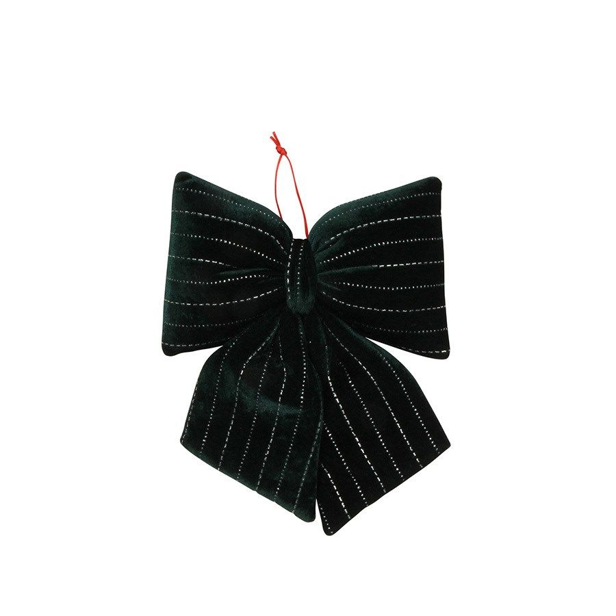 Striped Velvet Bow | Forest-M