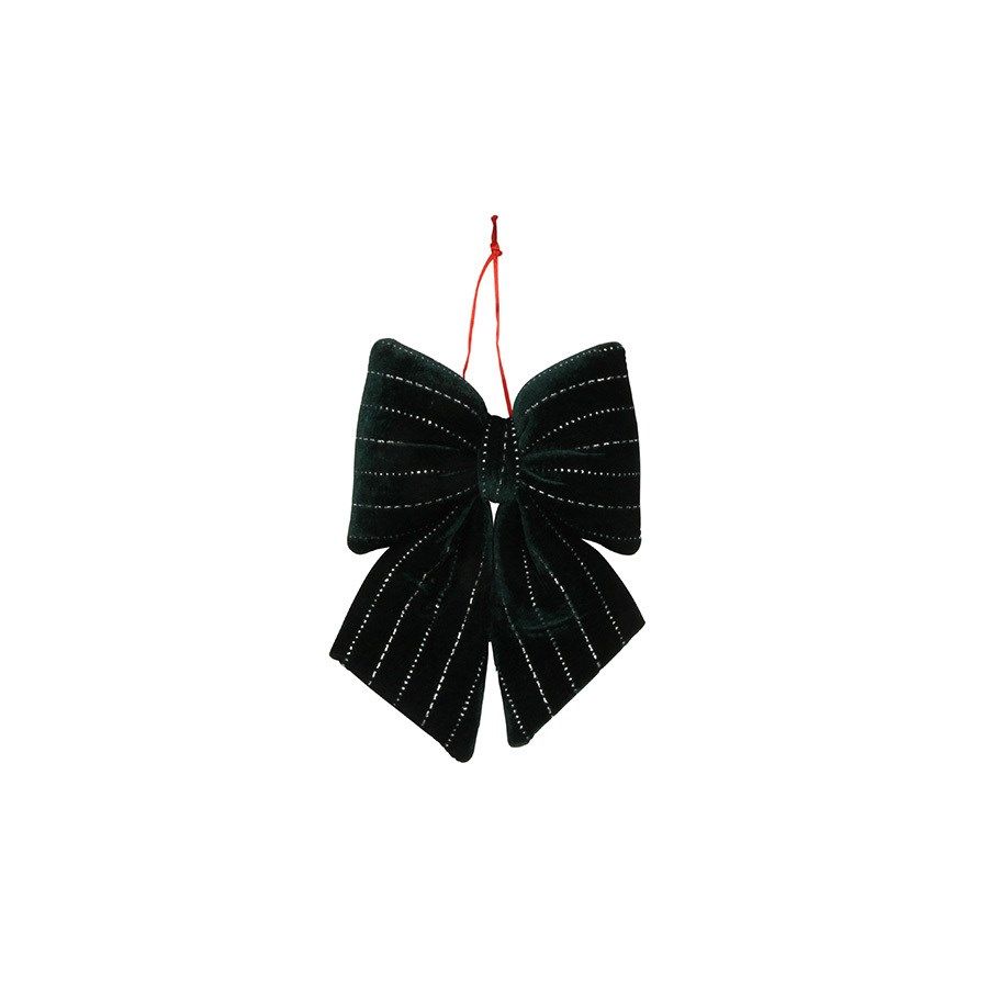 Striped Velvet Bow | Forest-S