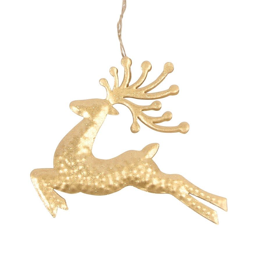 Jumping Reindeer Shimmer Orn | Gold