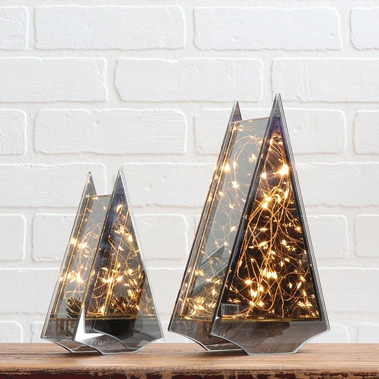 Mirrored LED Tree Decor | Set of 2