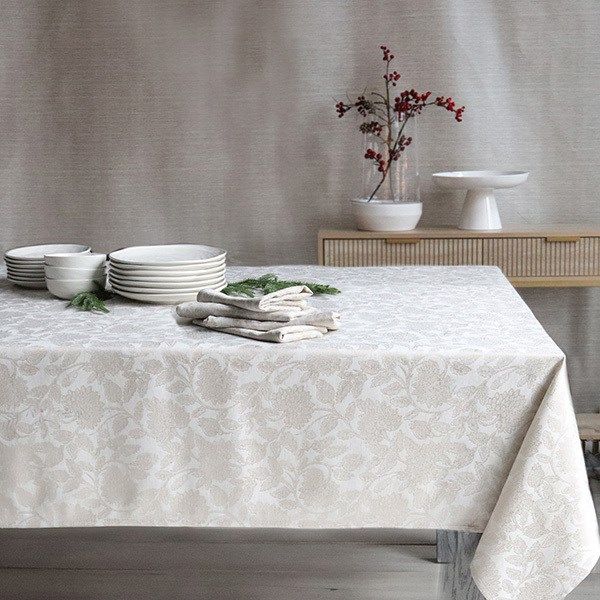 Winter Jacquard Tablecloth Natural | 60x120