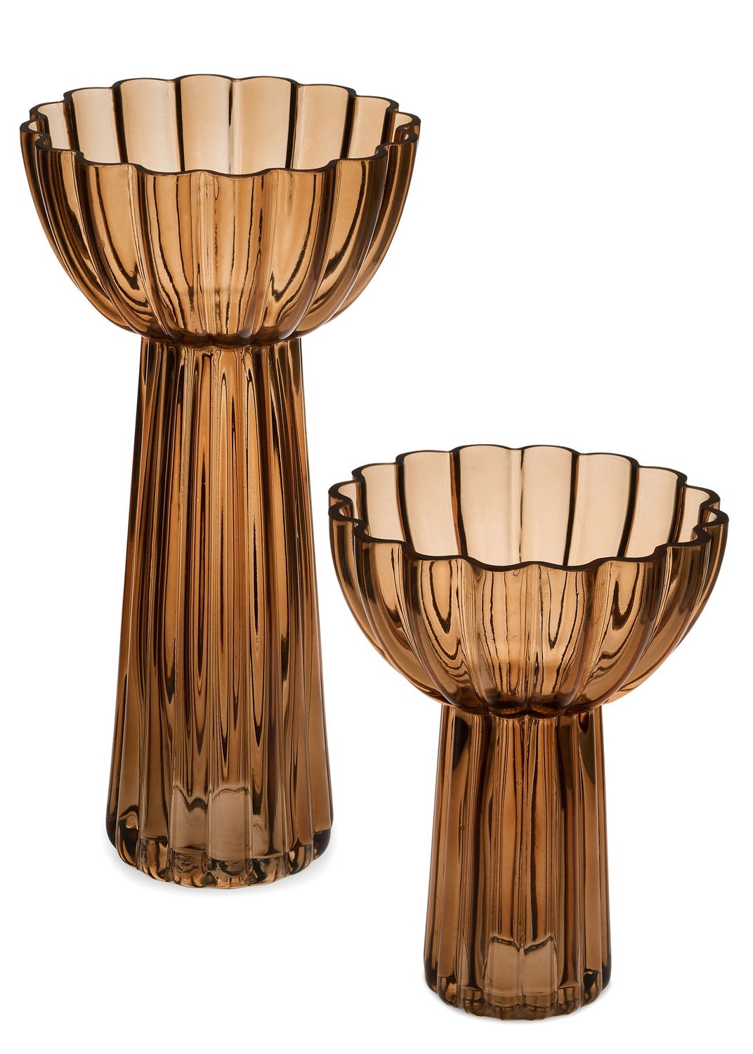 Ribbed Brown Glass Vase | L