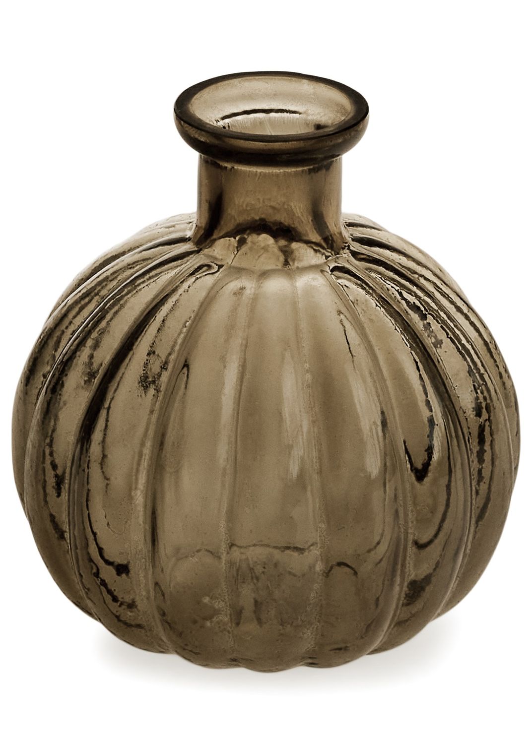 Brown Ribbed Bud Vase | S