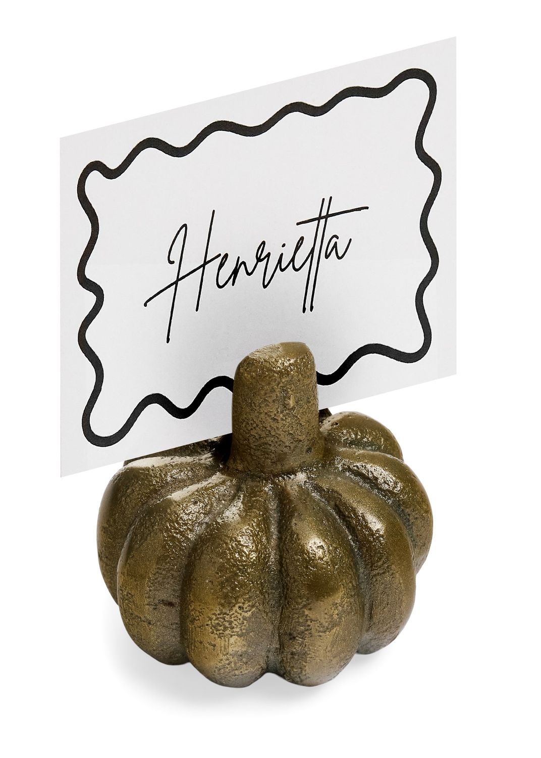Pumpkin Place Card Holder | Antique Brass