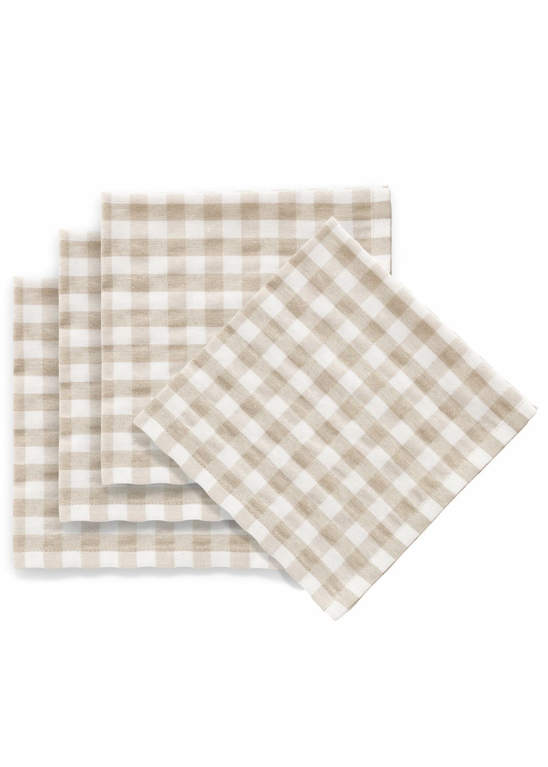 Gingham Linen Napkin-Off-White | Set of 4