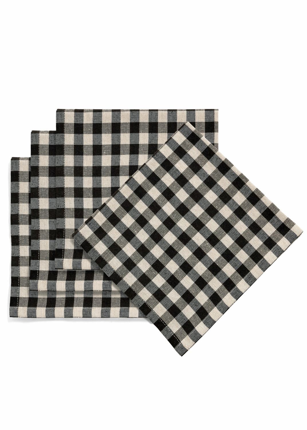 Gingham Linen Napkin-Black | Set of 4