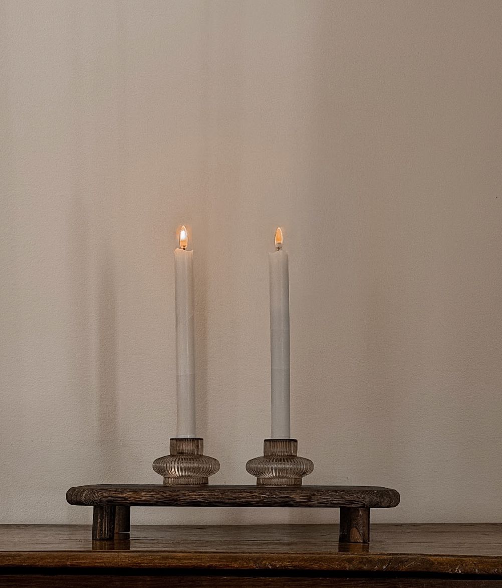 Ribbed Glass Taper Candle Holders