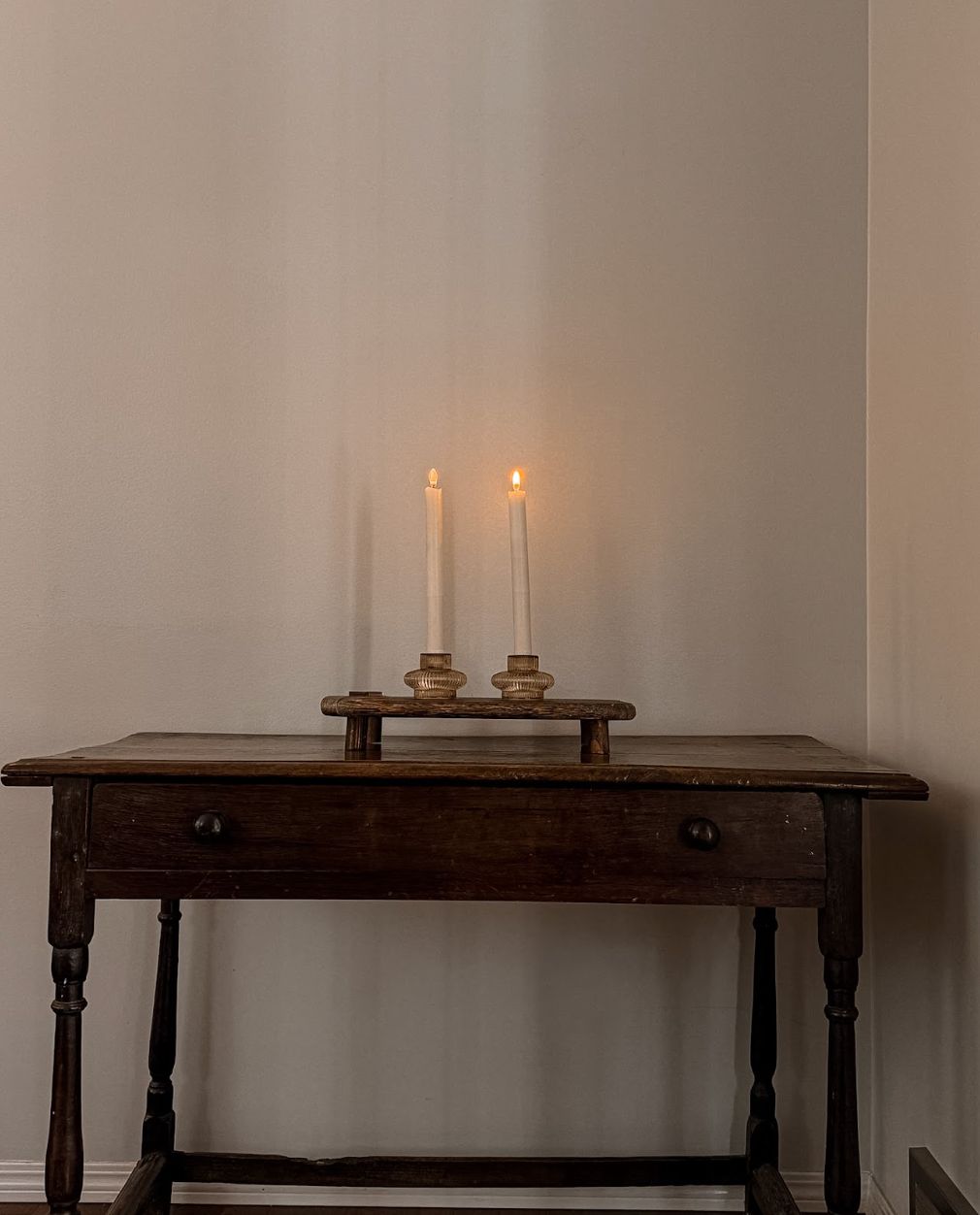 Ribbed Glass Taper Candle Holders