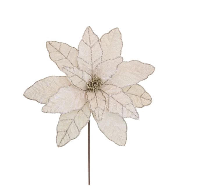 Poinsettia Champagne Lurex Stem