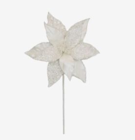 Poinsettia Stem | White w Pearls