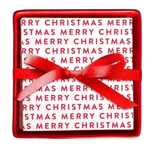 Napkins &amp; Tray | Christmas Red