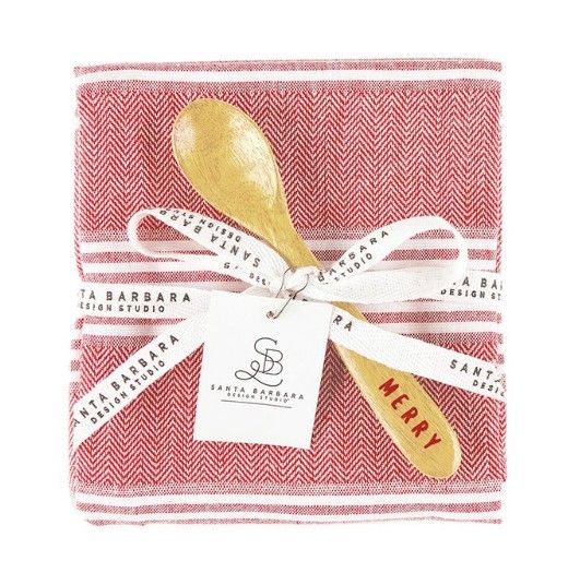 Tea Towels | White Stripe w Spoon