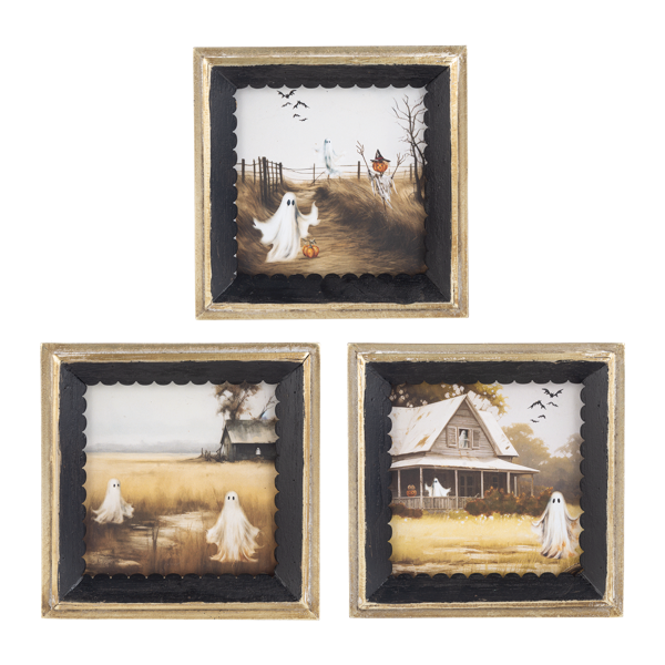 Haunted Landscape with Ghosts Wall Decor with Scallop Edge