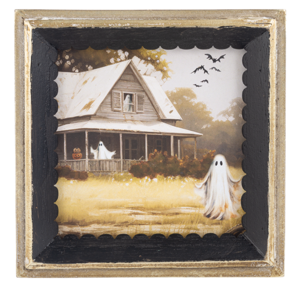 Haunted Landscape with Ghosts Wall Decor with Scallop Edge