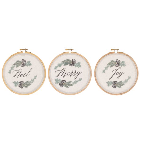 Embroidered Wreath with Text Wall Decor
