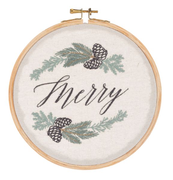 Embroidered Wreath with Text Wall Decor
