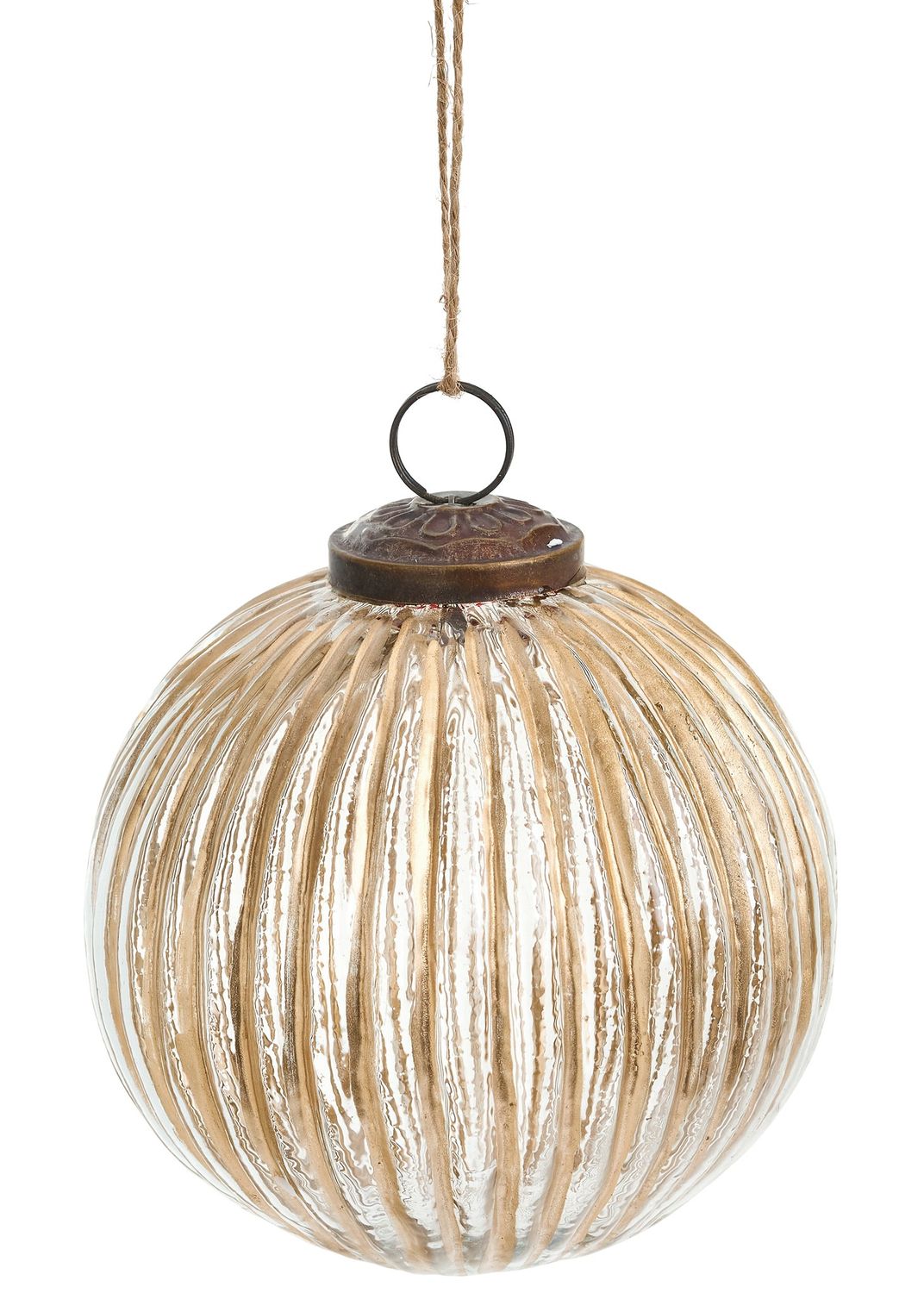 Gold Stripe Glass Orn | 4"