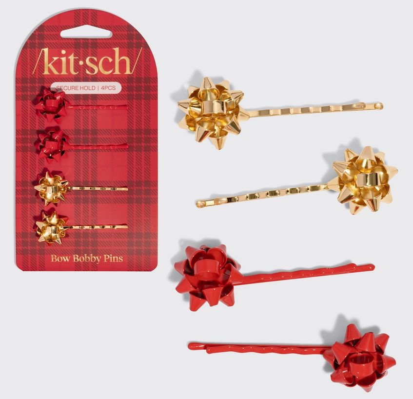 Metal Gift Bow Bobby Pin | Set of 4