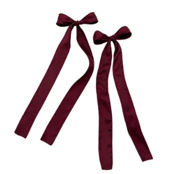 Burgundy Satin Stripe | Large Long Bow