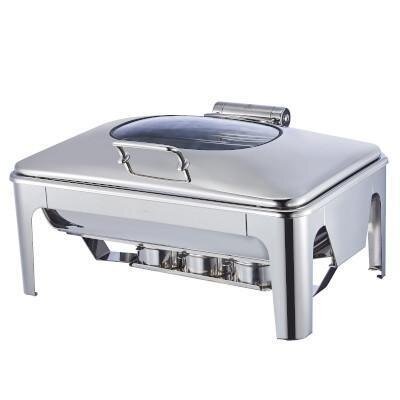 Chafing Dish Inox hublot hydraulique rectangulaire 9l + Bac GN