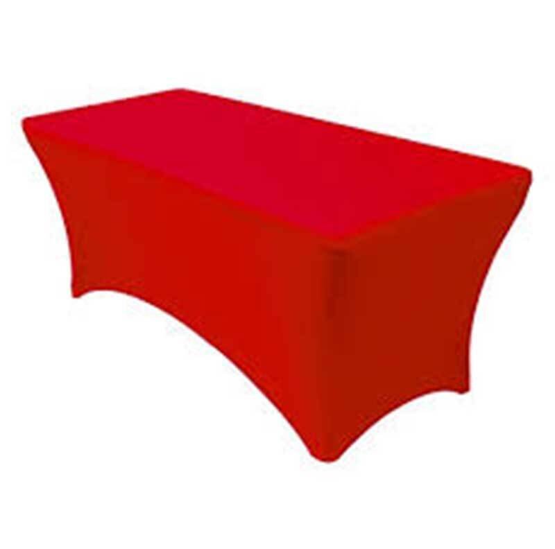 Nappe spandex rouge table rectangulaire