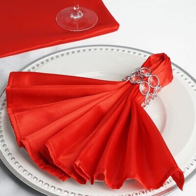 Serviette de table satin de soie, couleur rouge 50x50 cm