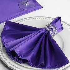 Serviette de table satin de soie, couleur violet 50x50 cm