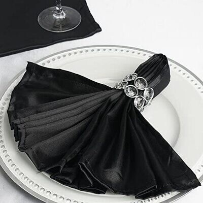 Serviette de table satin de soie, couleur noire 50x50 cm