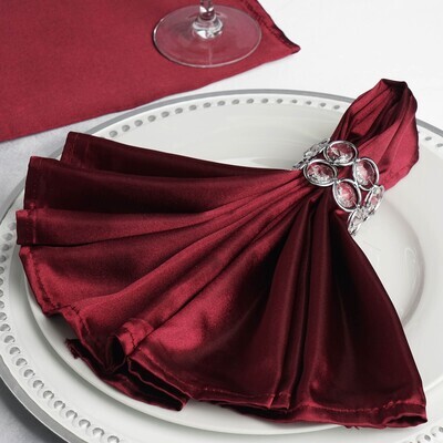 Serviette de table satin de soie, couleur Burgundy 50x50 cm