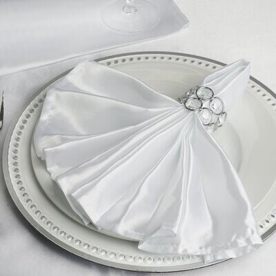 Serviette de table satin de soie, couleur blanche 50x50 cm