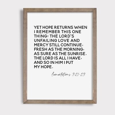 Lamentations 3:21-23 || Yet Hope Returns || Digital Download || Printable Art