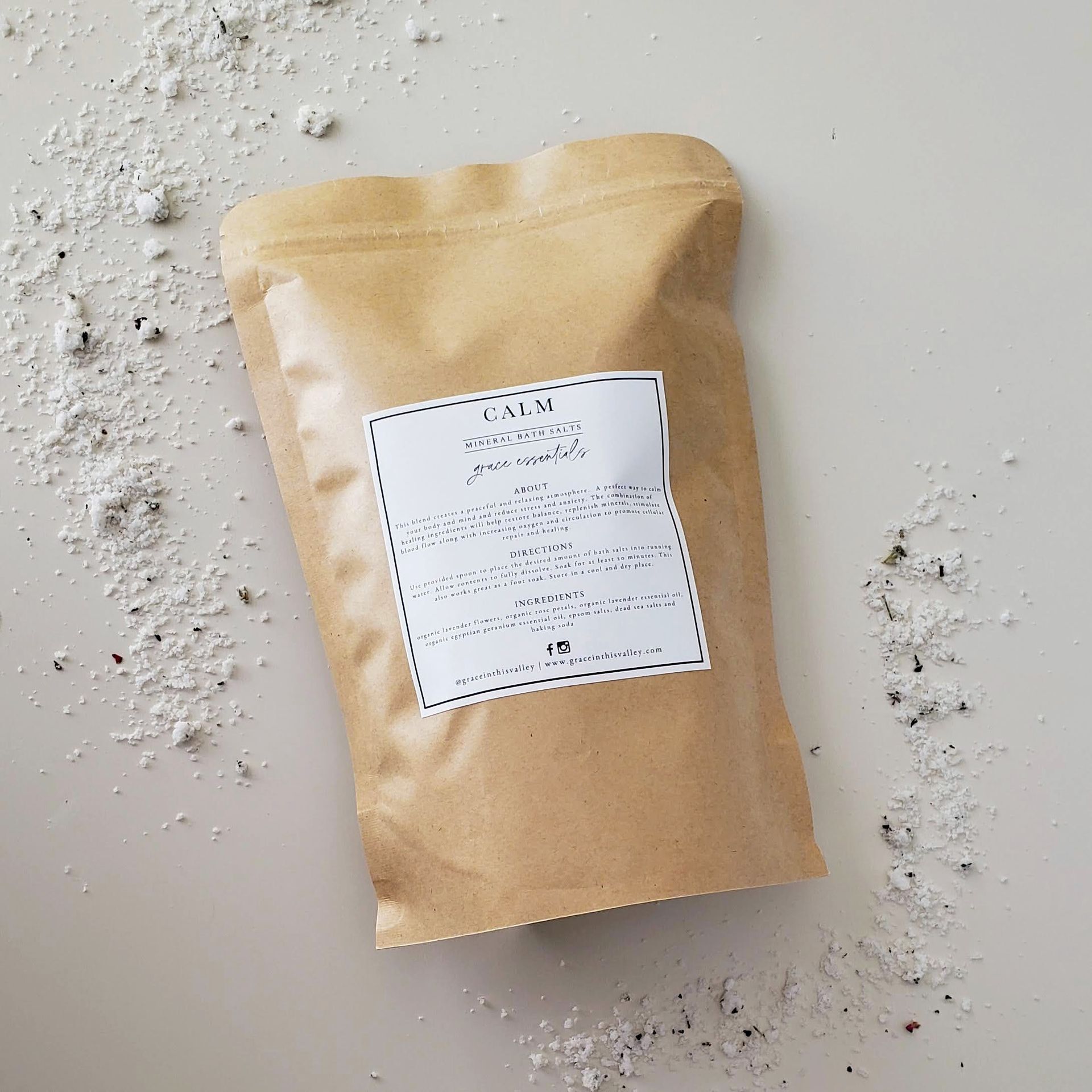 Calm Mineral Bath Soak || Lavender + Rose + Geranium + Epsom Salts + Dead Sea Salts