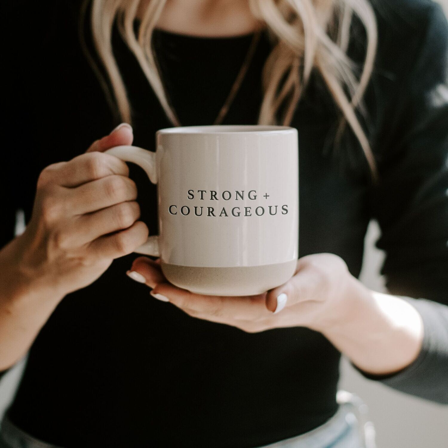 Strong + Courageous || Stoneware Coffee Mug