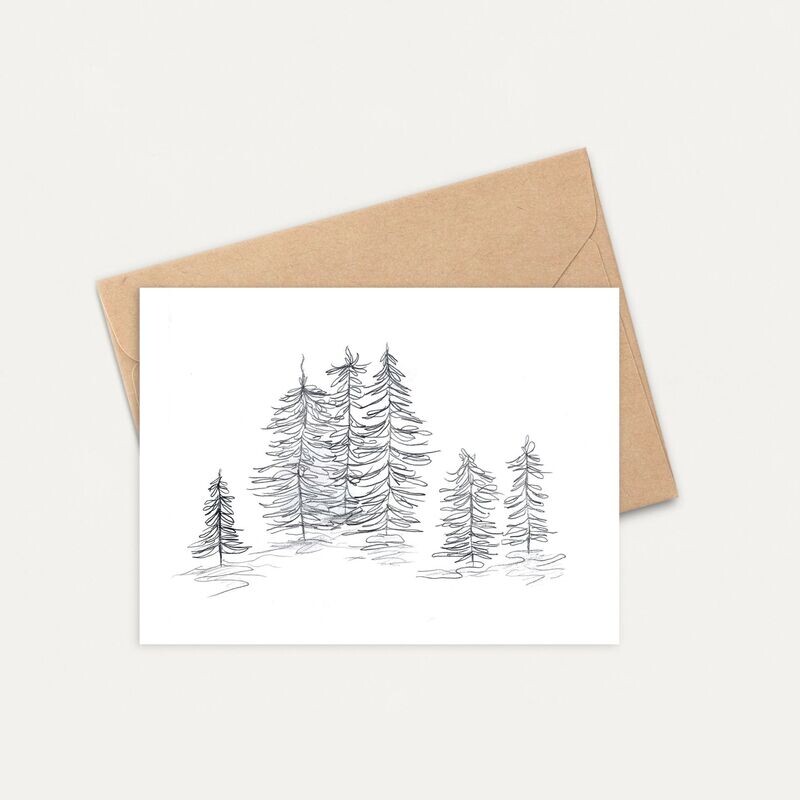 Winter Pine Trees || Cards by ELLA || Set of 6