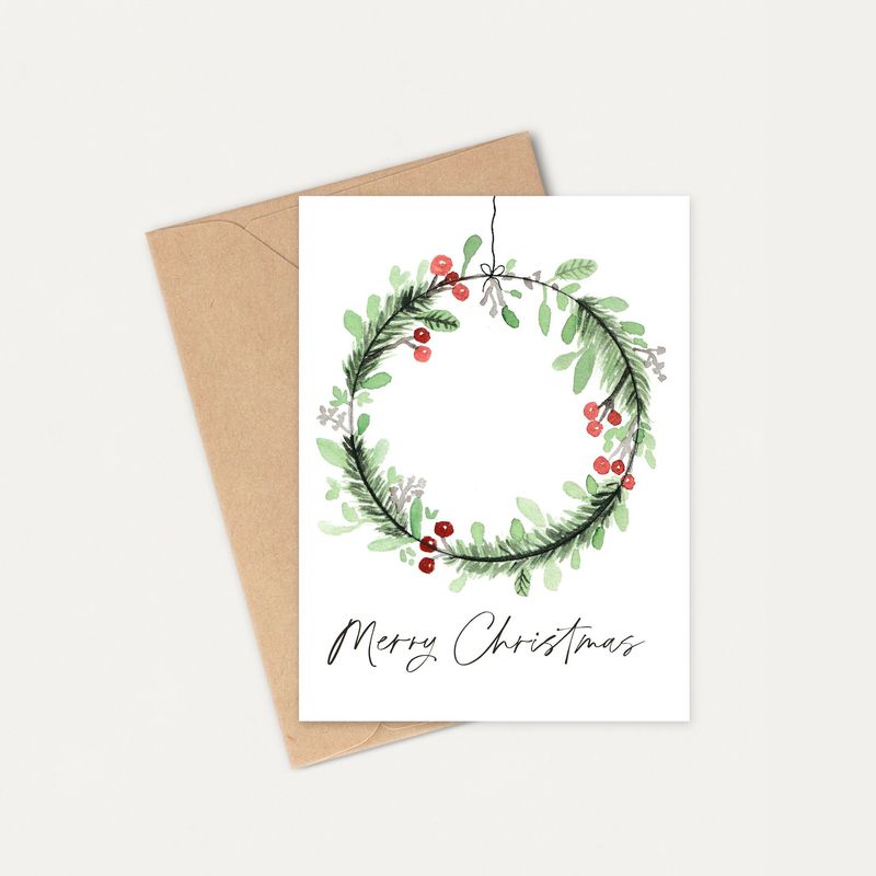 Merry Christmas Wreath || Cards by ELLA || Set of 6