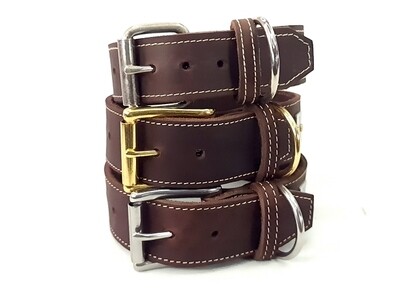 Brown leather collar 4 cm wide