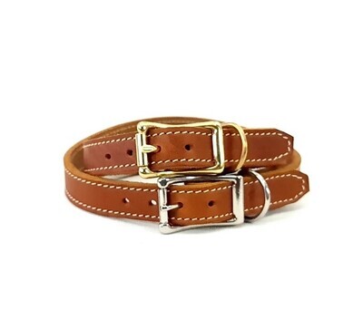 Cognac Leather Collar  2 cm Wide